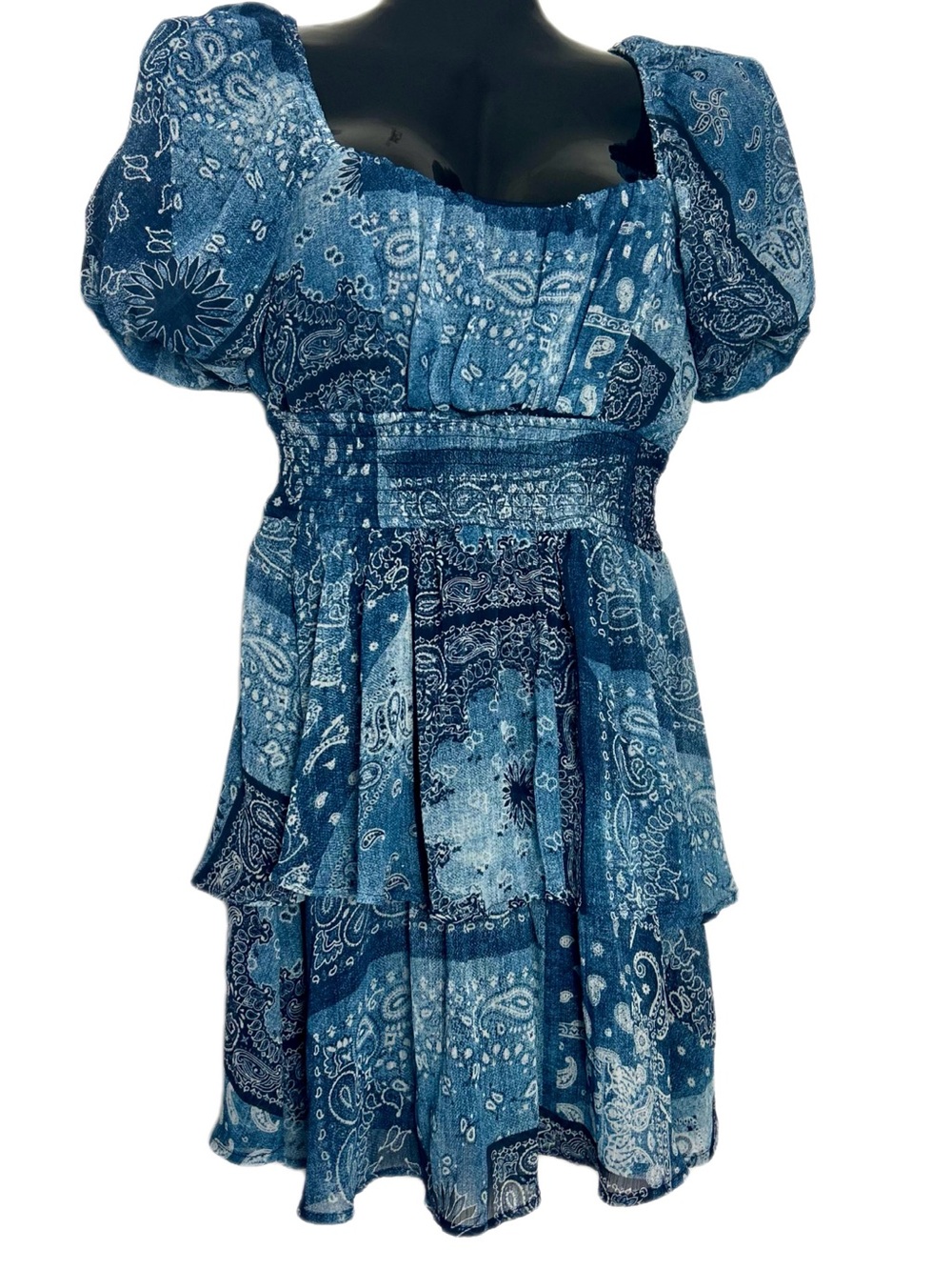 Trixxi Blue Paisley Patchwork Mini Dress